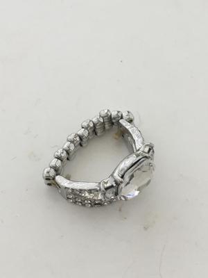 Silver tone costume adjustable ring