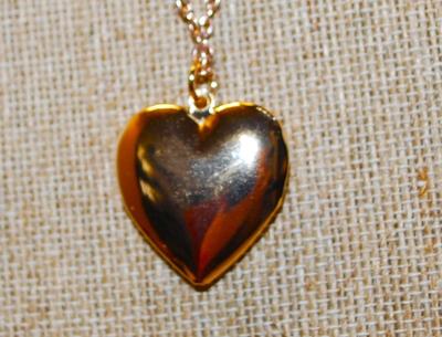 Pink Glitter Heart Locket PENDANT (1" x 1") on a Rose Gold necklace Chain 18" L