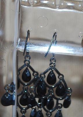 Vintage Black Pear Dangle Beads Earrings Set (1¼") with a Wire Hook Clasp