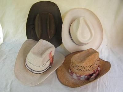 Four hats, assorted sizes.