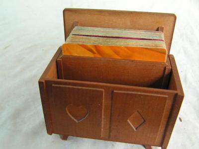 Playing card keeper box. Holds two decks of cards, included.