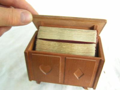 Playing card keeper box. Holds two decks of cards, included.