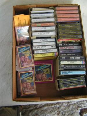 A whole box full of music cassette tapes