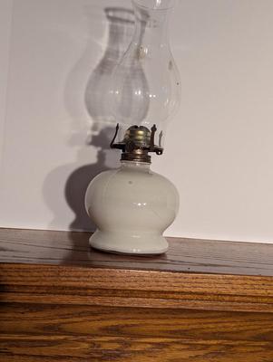 Vintage Ivory Glass Oil Lamp Flying Ducks Light Lamplight Farms