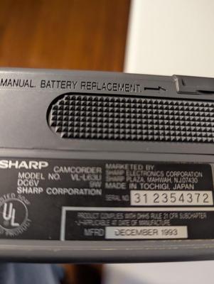 Vintage Sharp Camcorder Model #VL-L63U