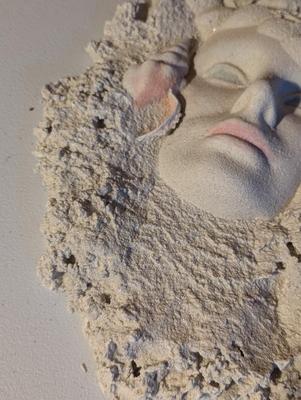 Vintage Custom Sand Art Wall Sculpture Of A Woman's Face