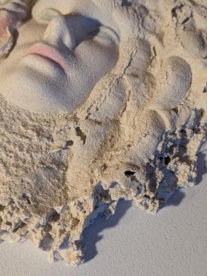 Vintage Custom Sand Art Wall Sculpture Of A Woman's Face