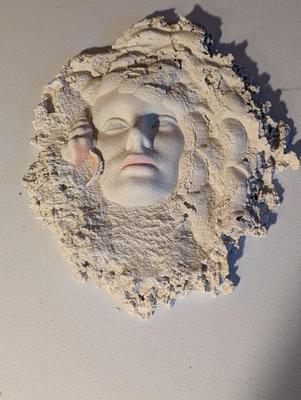 Vintage Custom Sand Art Wall Sculpture Of A Woman's Face