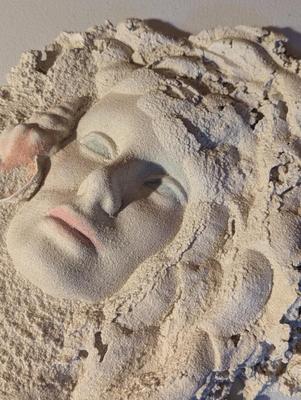 Vintage Custom Sand Art Wall Sculpture Of A Woman's Face