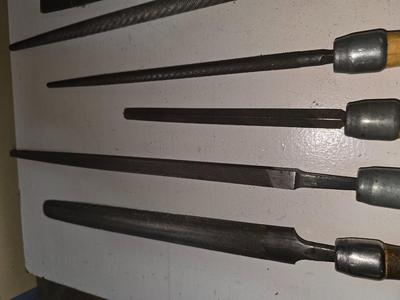 7 Vintage Wood-Handled Metal Files – Mixed Types & Sizes
