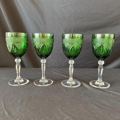 Cristal D’Arques Emerald and Clear Goblet Sets (K-HS)