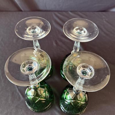 Cristal D’Arques Emerald and Clear Goblet Sets (K-HS)