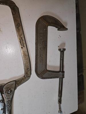Two Metal Clamps – C-Clamp & Vise-Grip Locking Clamp