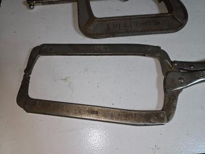Two Metal Clamps – C-Clamp & Vise-Grip Locking Clamp