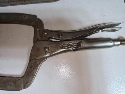 Two Metal Clamps – C-Clamp & Vise-Grip Locking Clamp