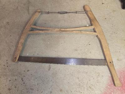 Vintage Wooden Frame Bow Saw – Tensioned Crosscut Style