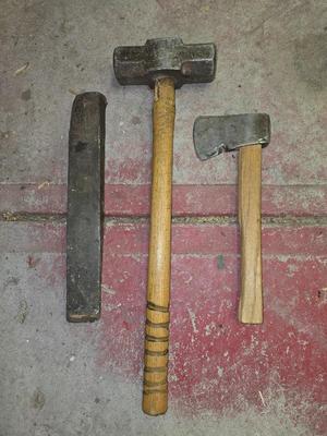 3 Heavy-Duty Tools – Splitting Wedge, Sledgehammer & Hatchet
