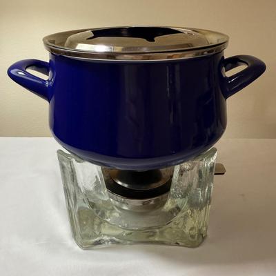 Chantal Cobalt Blue Fondue Set plus Cheese Knives & More (K-HS)