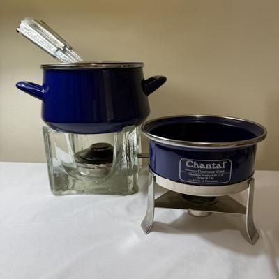 Chantal Cobalt Blue Fondue Set plus Cheese Knives & More (K-HS)
