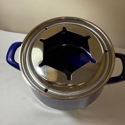 Chantal Cobalt Blue Fondue Set plus Cheese Knives & More (K-HS)