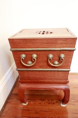 Chinese Wooden Ice Chest with Metal Liner and Stand