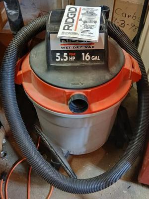 RIDGID Wet/Dry Vac – 5.5 Peak HP, 16-Gallon Capacity w/ Manual, Hose, and several Attachments