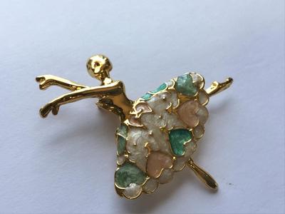 Enamel Heart Ballerina Brooch