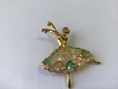 Enamel Heart Ballerina Brooch