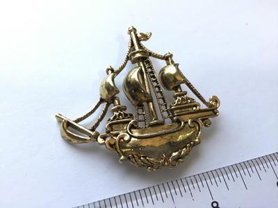 Galleon Ship Brooch Vintage