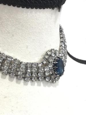 Beautiful Clear and Blue Rhinestone Vintage Necklace