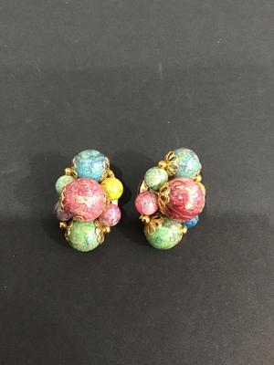 Vintage Multi Colored clip on earrings
