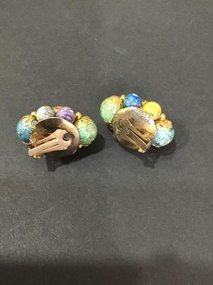 Vintage Multi Colored clip on earrings
