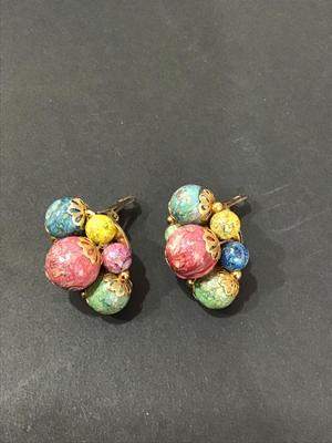 Vintage Multi Colored clip on earrings