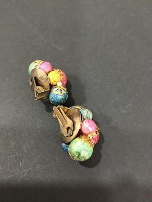 Vintage Multi Colored clip on earrings
