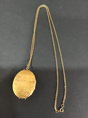 Vintage Gold Tone cameo locket necklace