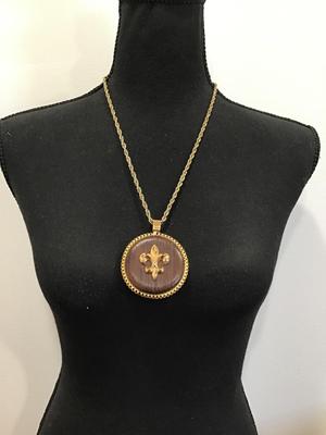Vintage Large Fleur double sided pendant