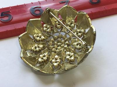 Rhinestone Faux Pearl Brooch Vintage