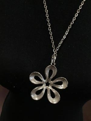 Brushed Silver Pendant and Chain Mid