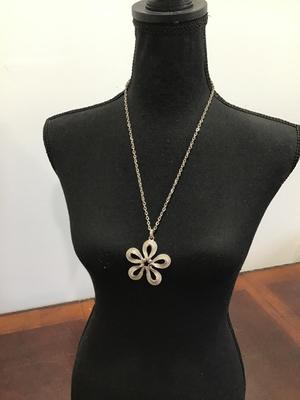 Brushed Silver Pendant and Chain Mid
