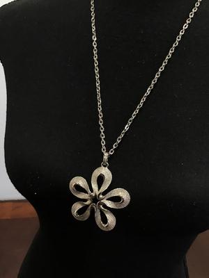Brushed Silver Pendant and Chain Mid
