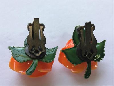 Vintage Orange Rose Earrings