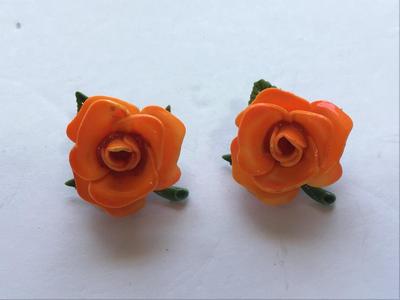 Vintage Orange Rose Earrings