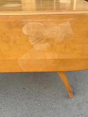 Haywood Wakefield Drop leaf table with leaves, there is damage