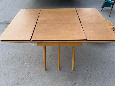Haywood Wakefield Drop leaf table with leaves, there is damage