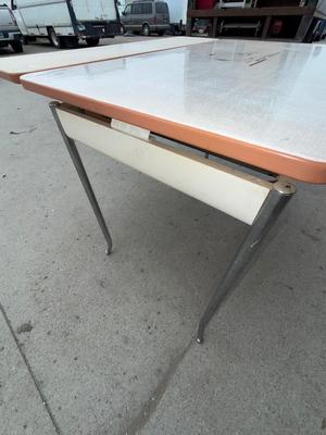 Vintage metal table with a drawer and pull out leaves