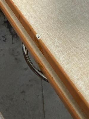 Vintage metal table with a drawer and pull out leaves