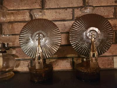 Brown Kerosene Lamp Pair