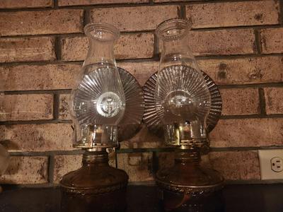 Brown Kerosene Lamp Pair