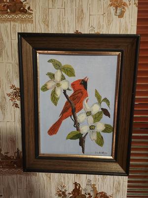 Framed Cardinal Painting