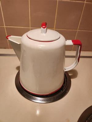 White and Red Tea Kettle